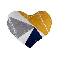 Abstrait Triangles Jaune/bleu/gris Standard 16  Premium Flano Heart Shape Cushions by kcreatif