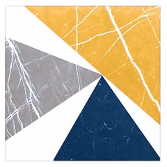 Abstrait Triangles Jaune/bleu/gris Large Satin Scarf (square) by kcreatif