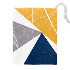 Abstrait Triangles Jaune/bleu/gris Drawstring Pouch (4xl) by kcreatif