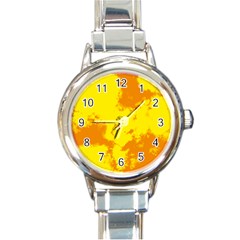 Textureorangejaune Round Italian Charm Watch by kcreatif