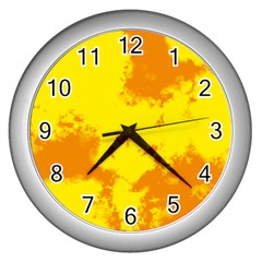 Textureorangejaune Wall Clock (silver) by kcreatif