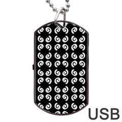 Abstrait Spirale Blanc/noir Dog Tag Usb Flash (one Side) by kcreatif