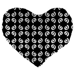 Abstrait Spirale Blanc/noir Large 19  Premium Heart Shape Cushions by kcreatif