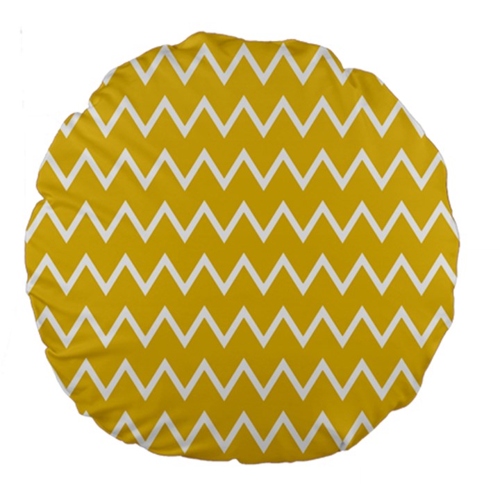 Chevroncolorsblancjaune76 Large 18  Premium Round Cushions