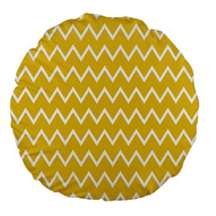 Chevroncolorsblancjaune76 Large 18  Premium Flano Round Cushions by kcreatif