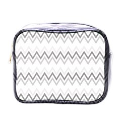 Chevrons Gris/blanc Mini Toiletries Bag (one Side) by kcreatif