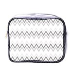 Chevrons Gris/Blanc Mini Toiletries Bag (One Side) Front