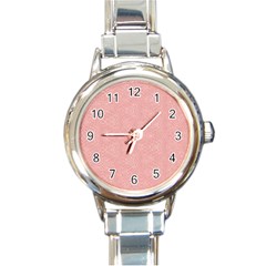 Denimeffetcolorroseclair165 Round Italian Charm Watch by kcreatif