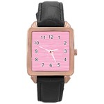 Pink knitted pattern Rose Gold Leather Watch  Front