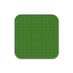 Green Knitted Pattern Rubber Square Coaster (4 Pack)  by goljakoff