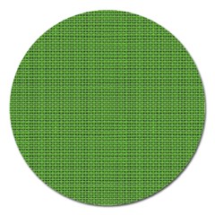 Green Knitted Pattern Magnet 5  (round) by goljakoff