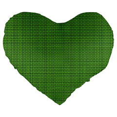 Green Knitted Pattern Large 19  Premium Heart Shape Cushions by goljakoff