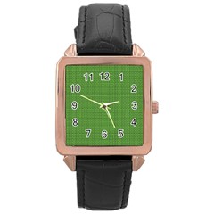 Green Knitted Pattern Rose Gold Leather Watch  by goljakoff