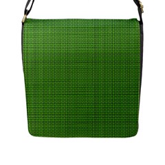 Green Knitted Pattern Flap Closure Messenger Bag (l) by goljakoff