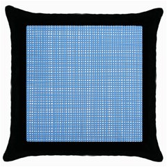 Blue Knitted Pattern Throw Pillow Case (black) by goljakoff