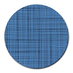 Blue Knitted Pattern Round Mousepads by goljakoff