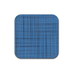 Blue Knitted Pattern Rubber Coaster (square)  by goljakoff