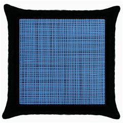 Blue Knitted Pattern Throw Pillow Case (black) by goljakoff