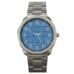 Blue Knitted Pattern Sport Metal Watch by goljakoff