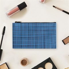 Blue Knitted Pattern Cosmetic Bag (small) by goljakoff