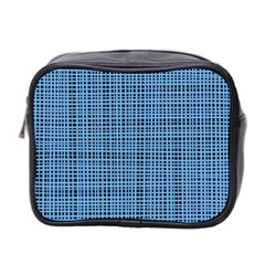 Blue Knitted Pattern Mini Toiletries Bag (two Sides) by goljakoff