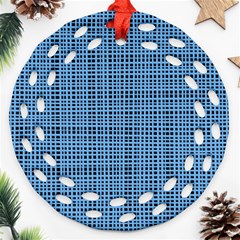 Blue Knitted Pattern Ornament (round Filigree) by goljakoff