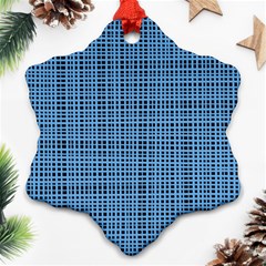 Blue Knitted Pattern Snowflake Ornament (two Sides) by goljakoff