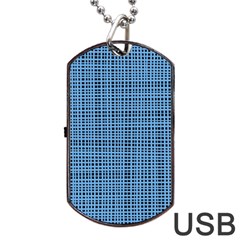 Blue Knitted Pattern Dog Tag Usb Flash (two Sides) by goljakoff