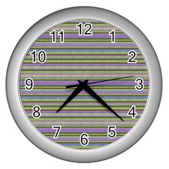 Line Knitted Pattern Wall Clock (silver) by goljakoff