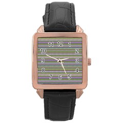 Line Knitted Pattern Rose Gold Leather Watch  by goljakoff