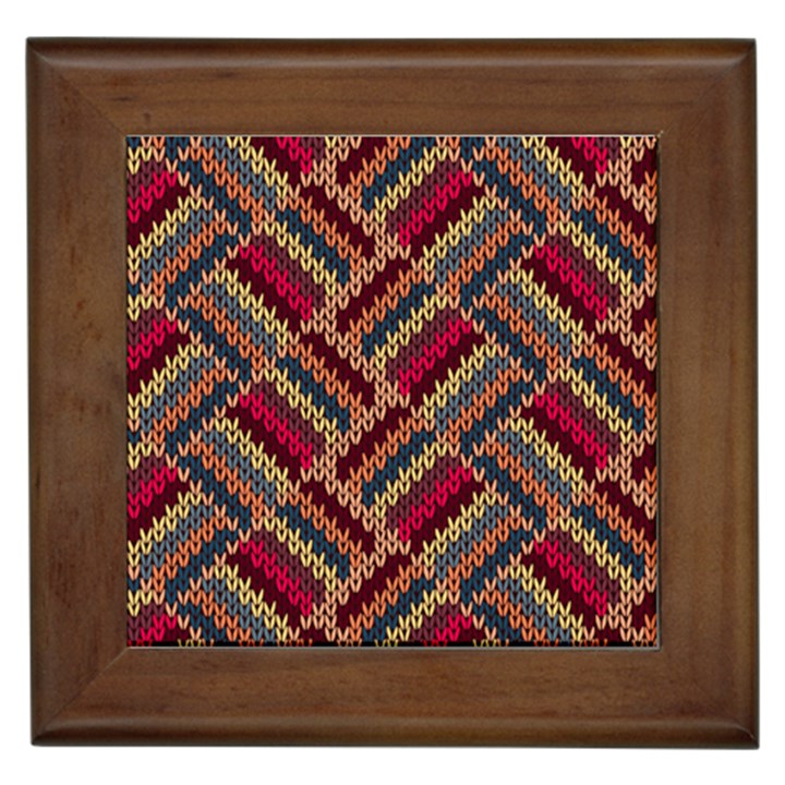 Zig zag knitted pattern Framed Tile