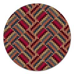 Zig Zag Knitted Pattern Magnet 5  (round) by goljakoff