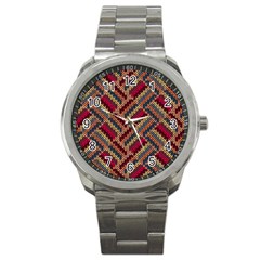 Zig Zag Knitted Pattern Sport Metal Watch by goljakoff