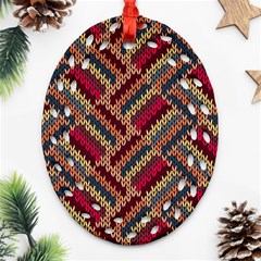 Zig Zag Knitted Pattern Oval Filigree Ornament (two Sides) by goljakoff