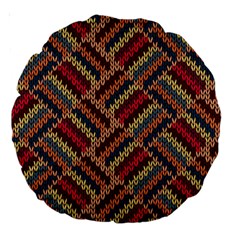 Zig Zag Knitted Pattern Large 18  Premium Round Cushions by goljakoff