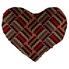 Zig Zag Knitted Pattern Large 19  Premium Heart Shape Cushions by goljakoff