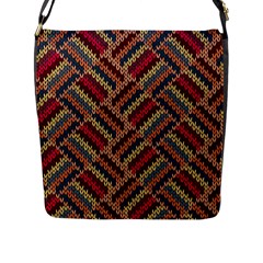 Zig Zag Knitted Pattern Flap Closure Messenger Bag (l) by goljakoff