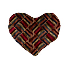 Zig Zag Knitted Pattern Standard 16  Premium Flano Heart Shape Cushions by goljakoff