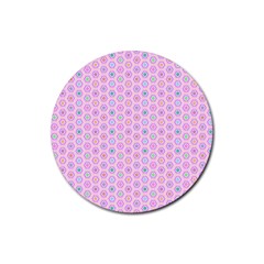 Hexagonal Pattern Unidirectional Rubber Round Coaster (4 Pack) 