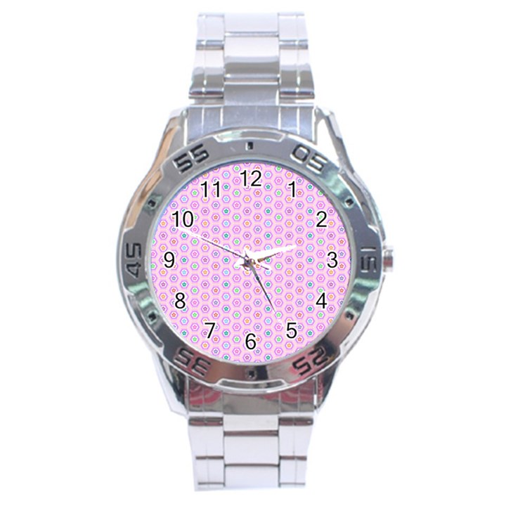 Hexagonal Pattern Unidirectional Stainless Steel Analogue Watch