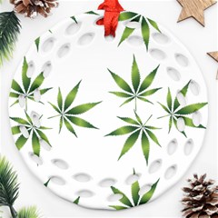 Cannabis Curative Cut Out Drug Round Filigree Ornament (two Sides) by Dutashop