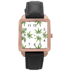 Cannabis Curative Cut Out Drug Rose Gold Leather Watch  by Dutashop