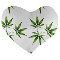 Cannabis Curative Cut Out Drug Large 19  Premium Flano Heart Shape Cushions by Dutashop