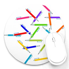 Pen Pencil Color Write Tool Round Mousepads by Dutashop