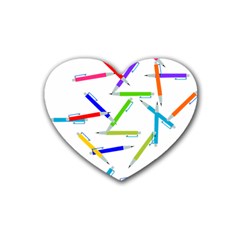 Pen Pencil Color Write Tool Heart Coaster (4 Pack)  by Dutashop