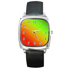 Orange Green Gradient Hunter Square Metal Watch by Dutashop