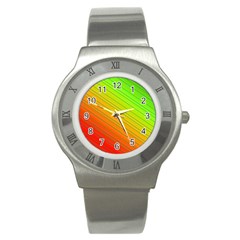 Orange Green Gradient Hunter Stainless Steel Watch by Dutashop