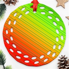 Orange Green Gradient Hunter Round Filigree Ornament (two Sides) by Dutashop