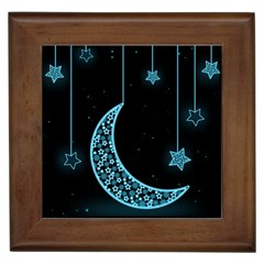 Moon Star Neon Wallpaper Framed Tile