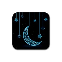 Moon Star Neon Wallpaper Rubber Coaster (square)  by Dutashop